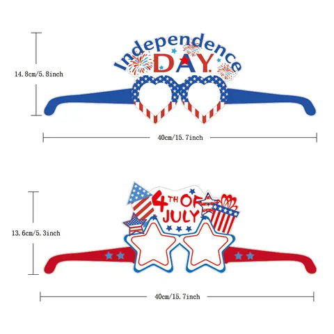 Set de Decoraciones Fiesta Día de la Independencia Gafas Papel Banner 4 Julio Espirales Colgantes Centros de Mesa Tema Bandera Americana