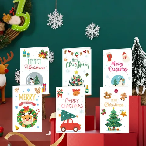 Merry Christmas Ευχετήρια Κάρτα Γενεθλίων Με Φακέλους Αυτοκόλλητα Κινούμενα Σχέδια Χαριτωμένο Μοτίβο Χάρτινη Κάρτα Για Φεστιβάλ Πάρτι