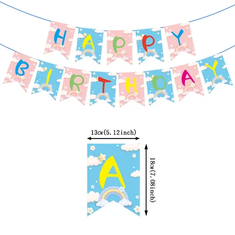 Alles Zum Geburtstag Wimpelkette Bunte Wolke Regenbogen Papier Guirlande Hängende Party Dekoration Kinder Geburtstag Party Zubehör