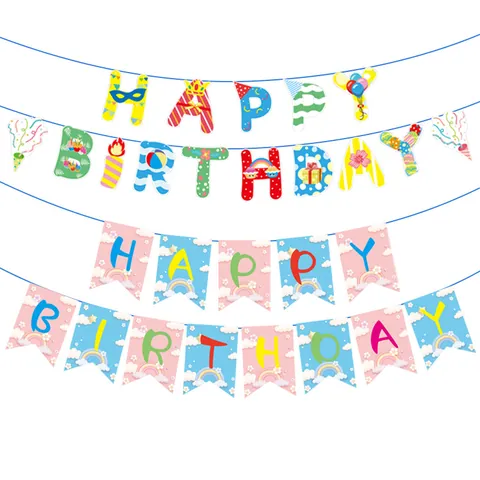 Alles Zum Geburtstag Wimpelkette Bunte Wolke Regenbogen Papier Guirlande Hängende Party Dekoration Kinder Geburtstag Party Zubehör