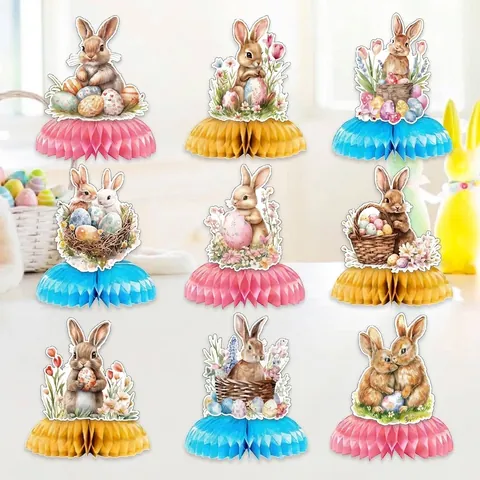 Ostern Waben-Tischdekoration Hase Ei Desktop Dekorationen Für Party Haus Ornament Papier Häschen Tischdekoration