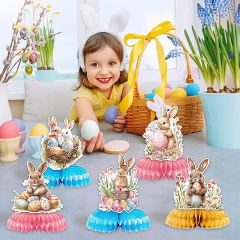 Ostern Waben-Tischdekoration Hase Ei Desktop Dekorationen Für Party Haus Ornament Papier Häschen Tischdekoration