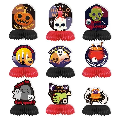 Halloween Waben-Tischdekorationen Papier Kürbis Geist Skelett Partyzubehör Für Zuhause Spukhaus Dekoration
