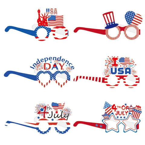 Set de Decoraciones Fiesta Día de la Independencia Gafas Papel Banner 4 Julio Espirales Colgantes Centros de Mesa Tema Bandera Americana