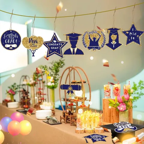 Decorazioni Appese per la Stagione della Laurea con Glitter Targhette in Cartoncino Congrats Grad Forniture per Feste