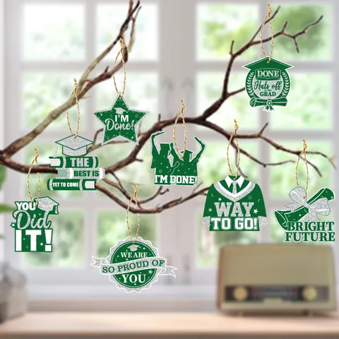 Decorazioni per Feste di Laurea 2025 Carte di Carta Glitterate e Spaghi di Juta Ornamenti Appesi Stagione della Laurea Congrats Grad Decor