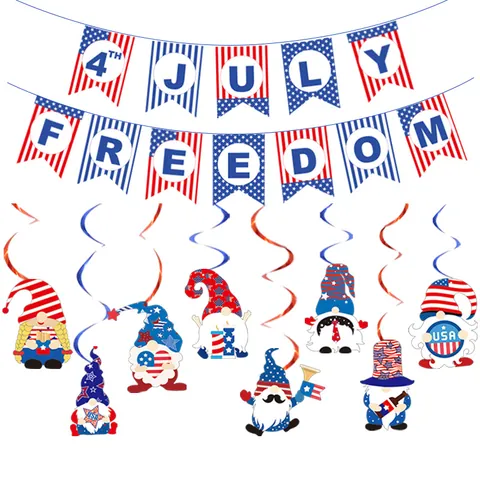 USA Unabhängigkeitstag Patriotische Party Dekorationen Gnom Hängen Wirbel Rot Weiß Blau Banner Vierten Juli Layout Ornamente