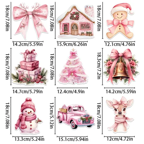 Rosa Weihnachten Waben Tischdekoration Lebkuchenmann Baum Party Dekor Hängende Banner Neujahr Feiertagsbedarf