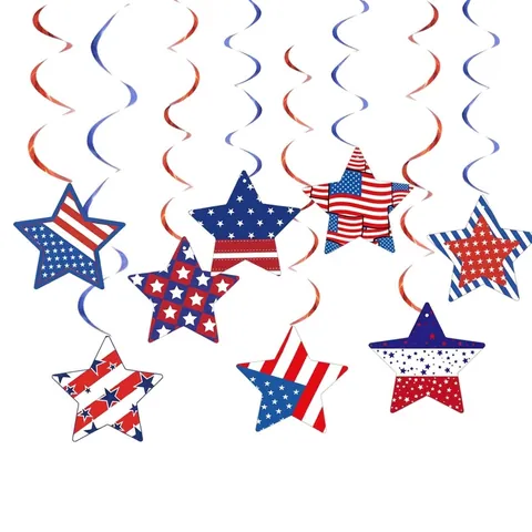 Unabhängigkeitstag Party Dekorationen USA Patriotische Stern Hängende Spiralen Set Juli 4. Deckenhänger Für Outdoor Home Event Deko