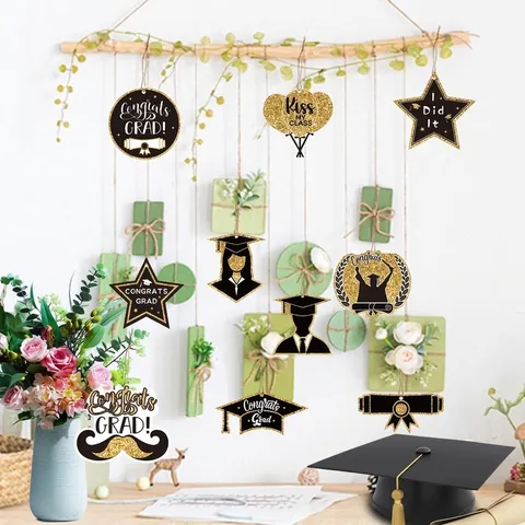 Set Decoraciones Fiesta Graduación Pancarta Amuletos Colgantes Pegatinas Gafas Suministros Fiesta Ceremonia Escolar