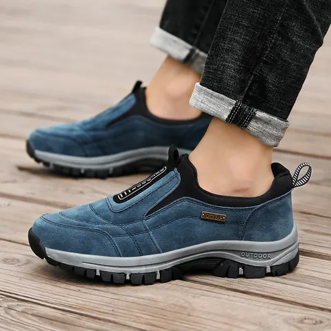 Damen Outdoor Freizeit Schuhe Slip-on Sneakers Übergröße Kunstleder Plateausohle Wandern Walking Schuhe Leicht Sportlich