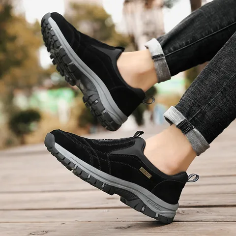 Damen Outdoor Freizeit Schuhe Slip-on Sneakers Übergröße Kunstleder Plateausohle Wandern Walking Schuhe Leicht Sportlich
