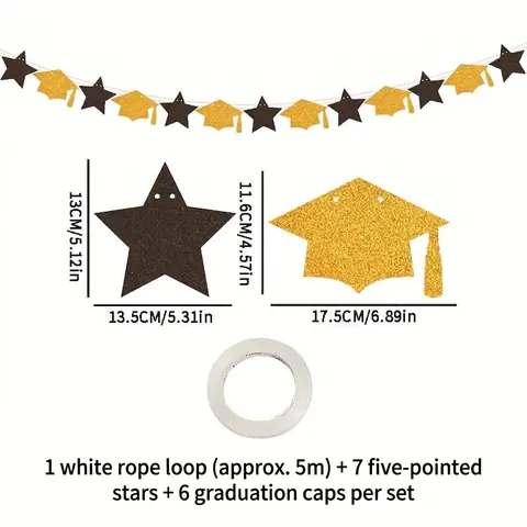 Glitter Graduatie Feest Decoratie Banner Afstudeerhoed Ster Banners Honingraat Tafelstukken Hangende Swirls Stickers Voor Graduatie Feest Decor