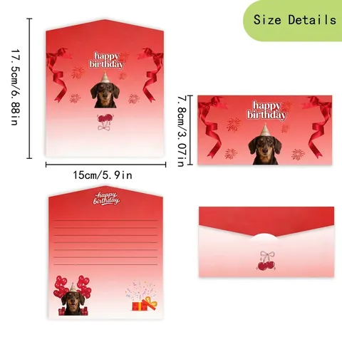 Set de Tarjetas de Felicitación de Cumpleaños y Navidad con Animales para Niños Perros Lindos Tarjetas Plegables con Sobres Pegatinas
