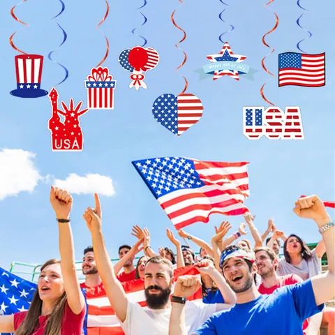 Vierter Juli Party Dekorationen Amerikanische Flagge Hängende Spiralen Banner USA Unabhängigkeitstag Feier Dekor Partybedarf