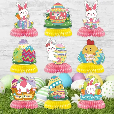 Easter Rabbit Egg Honeycomb Table Centerpiece Christmas Gingerbread Snowman Bunting Banner Party Decorations Paper Hanging Decor