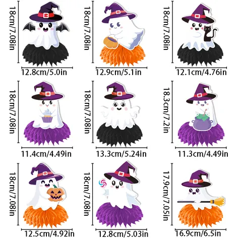 Halloween Party Decorations Honeycomb Centerpieces Ghost Pumpkin Skeleton Banner Garland For Home Office Desk Ornaments Haunted House Decor