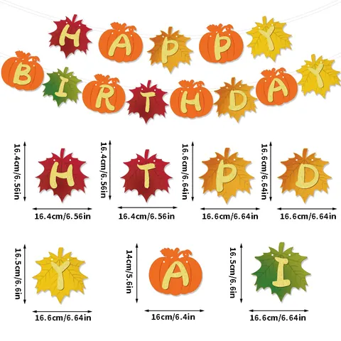 Thanksgiving Feestversiering Set Happy Thanksgiving Verjaardag Banner Esdoornblad Pompoen Kalkoen Cake Topper Spiraal Hangende Ornamenten