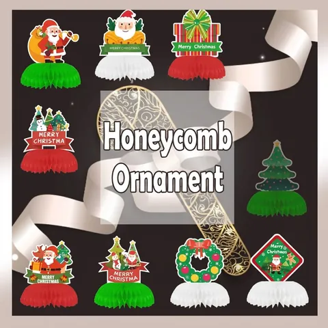 Christmas Honeycomb Centerpiece Santa Claus Snowman Tree Paper Desktop Decoration For Xmas Party Table Ornament