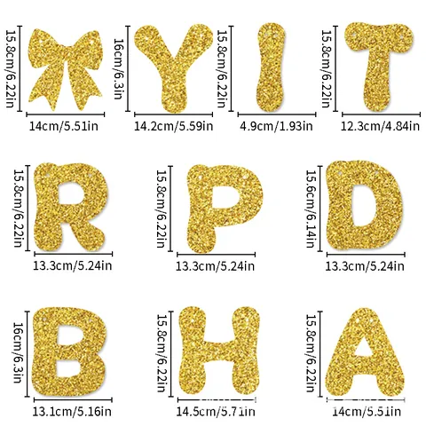 Happy Birthday Banner Glitter Cake Topper Set Gold Pink Black Party Decorations For Kids Adults Celebration Party Supplies