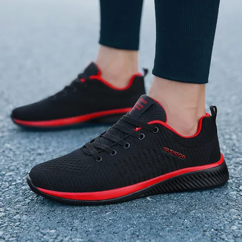 Men's Breathable Flyknit Running Shoes Korean Style Trendy Casual Low Top Mesh Sneakers For Outdoor Sports Walking