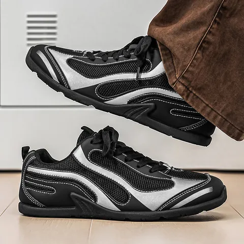 Men's Vintage Color Block Mesh Sports Sneakers Breathable Non-slip Street Trend Casual Running Shoes Low Cut Retro Trainers
