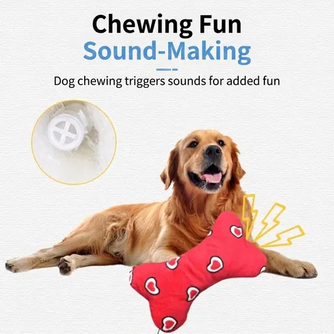 Juguete de Peluche para Perro con Forma de Hueso Chillón Duradero Resistente a Mordeduras Molar Arcoíris Corazón Lunares Floral para Perros Gatos