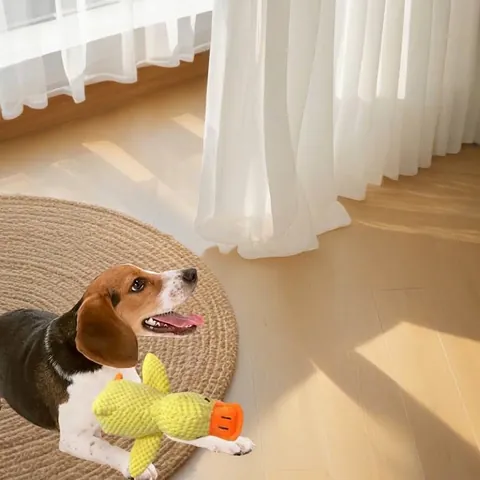 Quietschendes Plüsch Ente Hundespielzeug Für Kleine Mittelgroße Große Hunde Bissfestes Zähneputzspielzeug Weicher Mais Samt Haustierbedarf