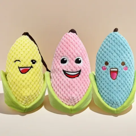 Cartoon Mais Form Quietschendes Haustier Plüschtier mit Eingebautem Knisterpapier Ananas Vlies Zahnreinigung Molar Stoffpuppe für Hunde und Katzen