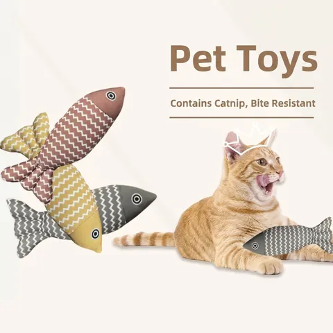 Simulation Fisch Form Katzenspielzeug Mit Katzenminze Leinen Stoff Zahnpflege Interaktive Kätzchen Spielzeug Für Indoor Katzen