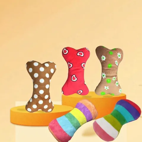 Juguete de Peluche para Perro con Forma de Hueso Chillón Duradero Resistente a Mordeduras Molar Arcoíris Corazón Lunares Floral para Perros Gatos