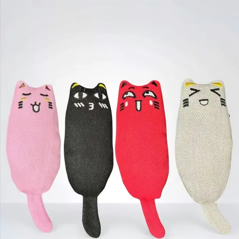 Creative Plush Cat Toy With Catnip And Squeaker Funny Embroidered Expression Thumb Shaped Molar Bite Toy For Cat Pet Supplies