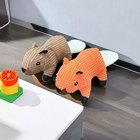 Jouet à Mâcher Siffleur pour Chien en Velours Côtelé Peluche Durable Grenouille Cochon Écureuil Lapin pour Petits et Moyens Chiens Interactif