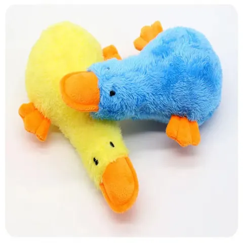 Drôle Jouet en Peluche Qui Couine pour Animaux Durable Jouet Interactif en Forme de Canard Jouet à Mâcher pour Chiens et Chats