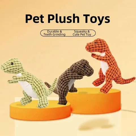 Corduroy Piepende Dinosauriër Hondenspeelgoed Bijtbestendig Training Pluche Speelgoed Voor Kleine Grote Honden Interactief Huisdierspeelgoed