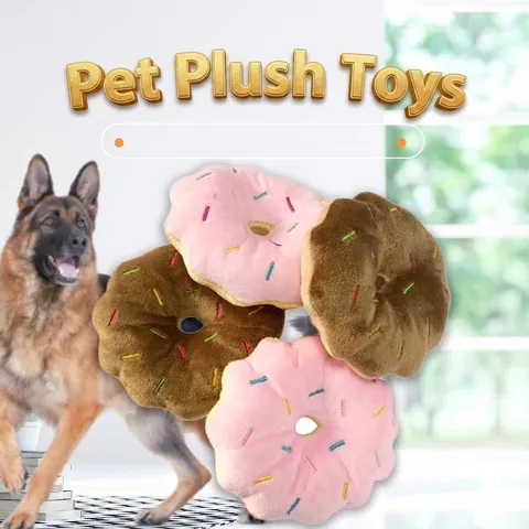 Quietschendes Plüsch Donut Hundespielzeug Simulation Weiches Gefülltes Haustier Molaren Trainingsspielzeug Zur Zahnreinigung Interaktives Haustierspielzeug Für Welpen