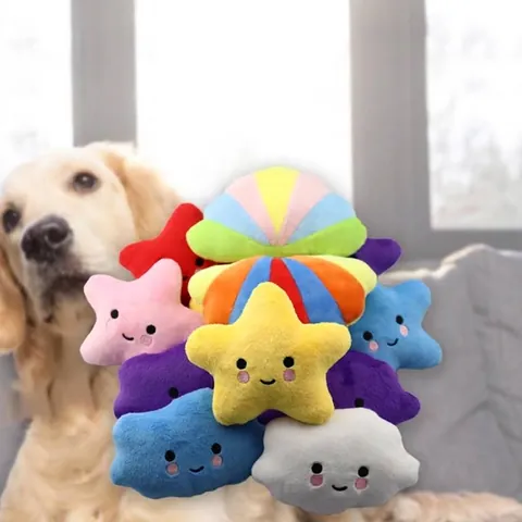 Giocattolo per Cani in Peluche Sonoro Morbido Velluto di Cristallo Stella Nuvola Conchiglia Modello di Osso Pulizia dei Denti Molari Giocattoli Sonori per Cuccioli Cani