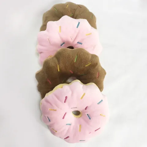 Quietschendes Plüsch Donut Hundespielzeug Simulation Weiches Gefülltes Haustier Molaren Trainingsspielzeug Zur Zahnreinigung Interaktives Haustierspielzeug Für Welpen