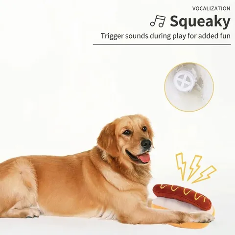 Hotdog Vorm Huisdier Pluche Piepspeeltje Zacht Interactief Kauwspeelgoed Voor Honden Katten Tandenreiniging Training Puppy Simulatie Speelgoed