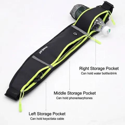 Marsupio Sportivo Impermeabile Portatile per Corsa Fitness Con Tasca per Telefono Portaborraccia Cintura Riflettente per Uomo Donna
