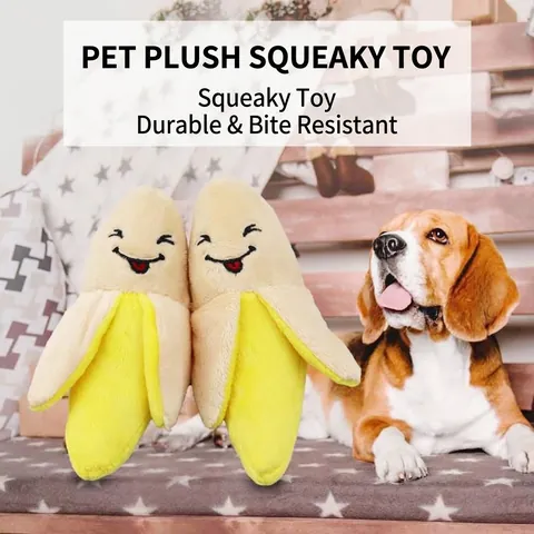 Quietschendes Bananen Hundespielzeug Plüsch Weiche Gefüllte Frucht Welpen Zahnen Interaktives Haustierspielzeug