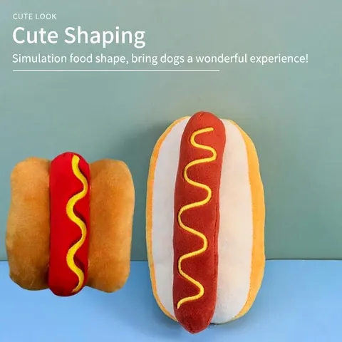 Hotdog Vorm Huisdier Pluche Piepspeeltje Zacht Interactief Kauwspeelgoed Voor Honden Katten Tandenreiniging Training Puppy Simulatie Speelgoed