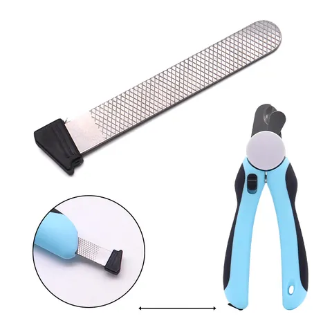 Professional Pet Nail Clipper for Dogs and Cats with Hidden Nail File Stainless Steel Blade Ergonomic Non Slip Handle Sky Blue