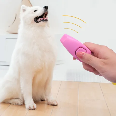 2-in-1 Pet Dog Training Clicker with Whistle High Elasticity Spiral Wristband Portable Positive Reinforcement Trainer Tool