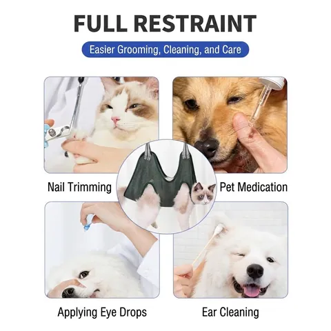 Haustierpflege Hängematte Atmungsaktive Polyester Mesh Fixierungstasche Für Katzen Und Kleine Hunde Krallen Schneiden Baden Ohren Reinigung Mit Haken