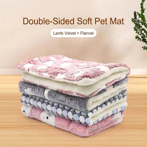 Alfombra de Felpa de Doble Cara para Mascotas Cama Cálida y Gruesa para Perros Cojín Lavable para Gatos Manta para Cachorros