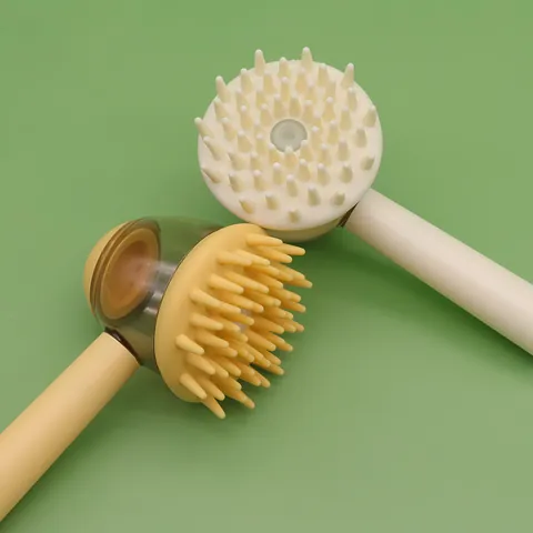 Long Handle Pet Bath Brush Massage Comb For Dogs And Cats Silicone Bristles Liquid Dispensing Grooming Cleaning Tool