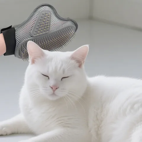 Guante de Aseo para Mascotas Gatos Perros Cepillo de Masaje para Quitar el Pelo Con Malla Transpirable Correa de Velcro Ajustable Herramienta de Eliminación de Pelo de Metal TPR Gris
