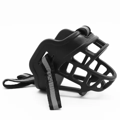Breathable Basket Dog Muzzle for Large Dogs Anti-Biting Licking Chewing Mouth Cover Adjustable Reflective Strap Black Mask