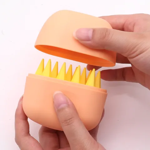 Pet Bath Brush Massage Scrubber For Dogs And Cats Grooming Tool Handheld Shampoo Dispenser Scrubber Cleaning Comb
